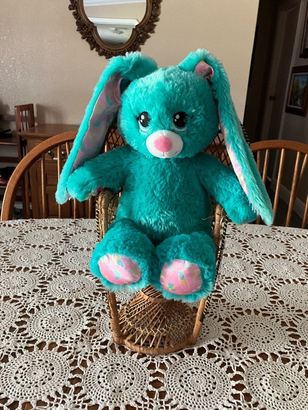 Build-A-Bear BAB 16” Plush Beach Bunny Teal Rabbit w/ Long Floppy Ears